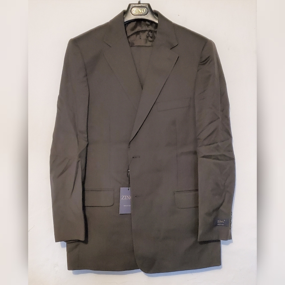 New Zino Milano 44 Long Worsted Wool Suit.